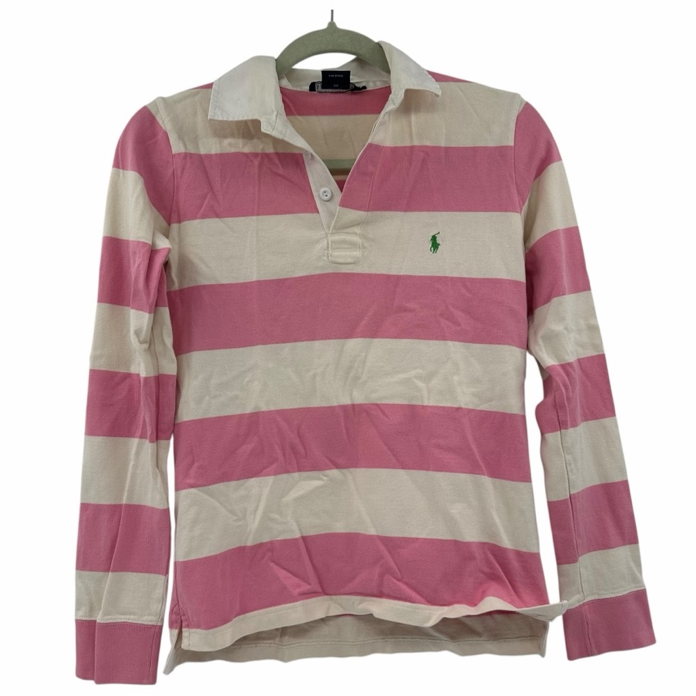 Ralph Lauren Pink & Cream Striped Rugby Polo - Picture 1 of 6